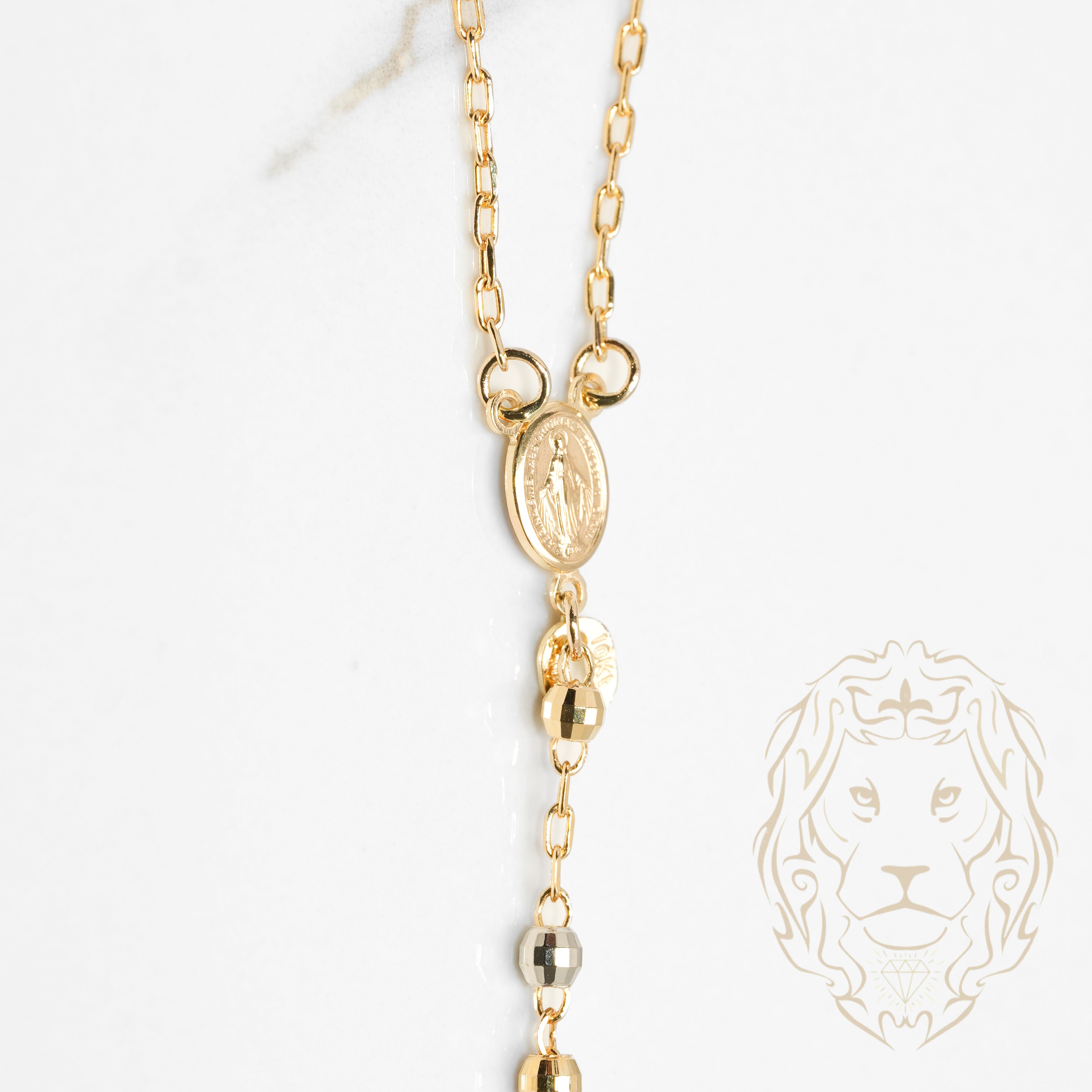 Chapelet - Or 10K tricolore jaune, blanc & rose perles coupe brillant 2.9mm - CHG632