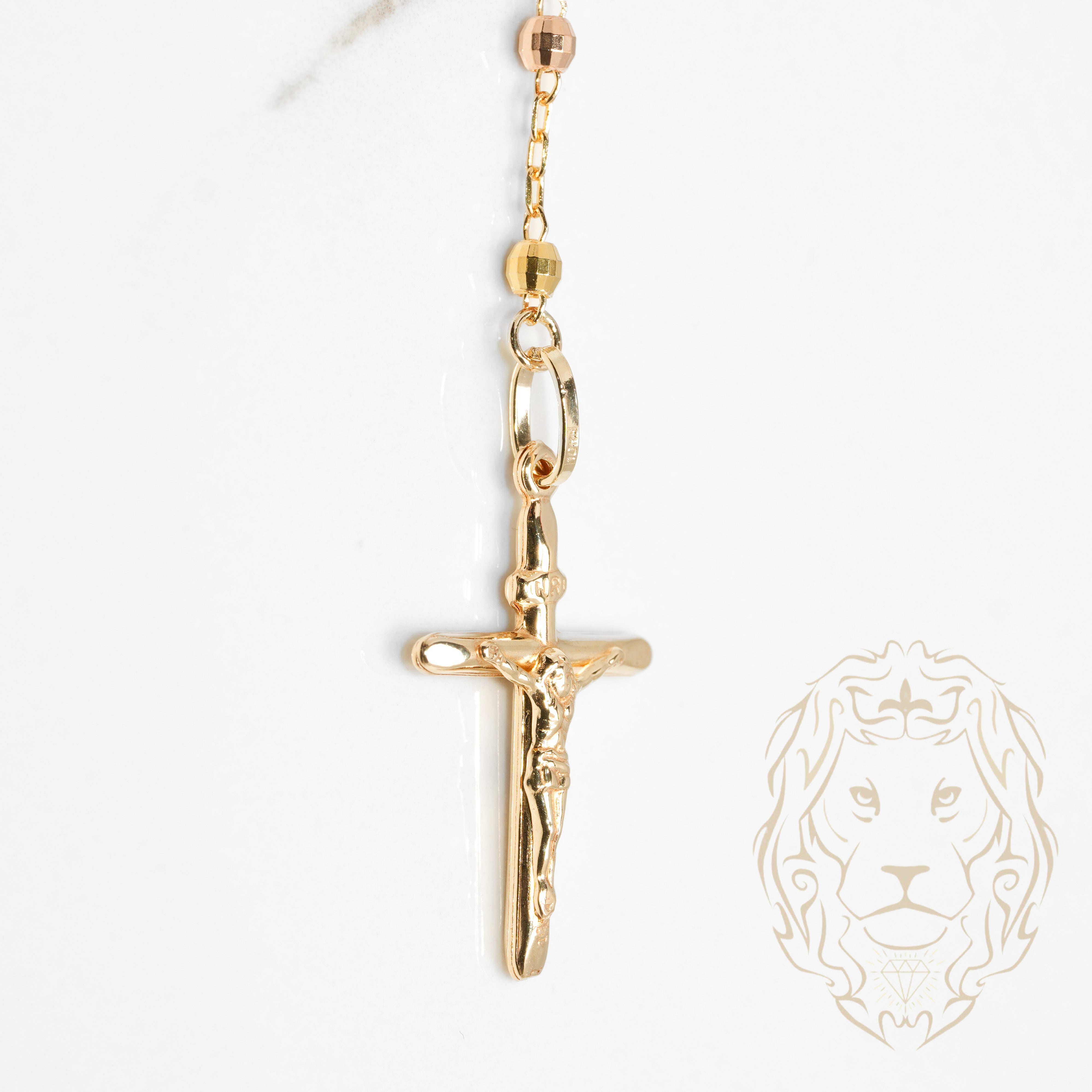 Chapelet - Or 10K tricolore jaune, blanc & rose perles coupe brillant 2.9mm - CHG632