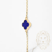 Necklace - 10K Yellow Gold Blue Clovers 9.5mm - CHG634