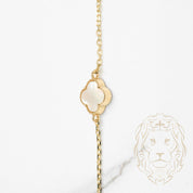 Necklace - 10K Yellow Gold White Trefoils 9.5mm - CHG636