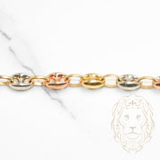 Bracelet - Or 10K tricolore jaune, blanc & rose ancre gonflé 6mm - BRG545