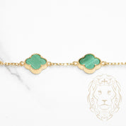 Bracelet - 10K Yellow Gold Green Clovers 9.5mm - BRG561