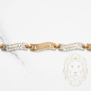 Bracelet - 10K Gold two tone yellow & white greek key cut diamond 6mm - BRG565