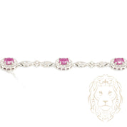 Bracelet - Or 10K blanc halo rubis coupe ovale 1.60CT & pavé de diamants naturels 0.30CT - BRGD012