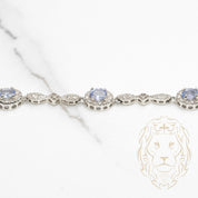 Bracelet - 10K gold white halo amethyst oval cut 1.60CT & natural diamond pavé 0.30CT - BRGD013