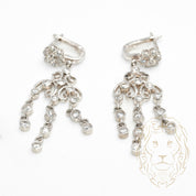 Latch Huggies - 10K white gold chandelier style set with cz stones - BOG784