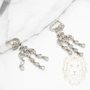 Latch Huggies - 10K white gold chandelier style set with cz stones - BOG784