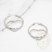 Hoops - 10K white gold twist with heart - BOG785