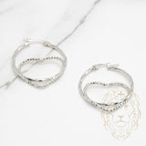 Hoops - Or 10K blanc twist avec coeur - BOG785