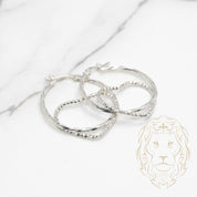 Hoops - 10K white gold twist with heart - BOG785