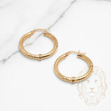 Hoops - Or 10K jaune moitié-moitié coupe diamant & poli 3mm X 21mm - BOG793