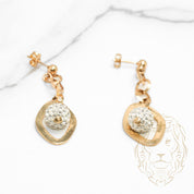 Studs - 10K Yellow Gold pendant pearl cz pave - BOG795