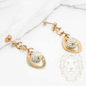 Studs - 10K Yellow Gold pendant pearl cz pave - BOG795