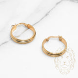 Hoops - Or 10K deux tons jaune & blanc poli 4mm X 18mm - BOG798