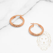 Hoops - 10K Gold Pink Cut Diamond 4mm X 15mm - BOG804