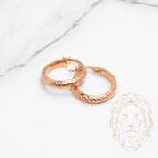 Hoops - 10K Gold Pink Cut Diamond 4mm X 15mm - BOG804