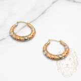 Hoops - Or 10K tricolore jaune, blanc & rose twist coupe diamant 3mm X 15mm - BOG806