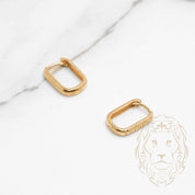 Hoops - 10K Yellow Gold Oval Greek Key 2mm X 12mm - BOG807