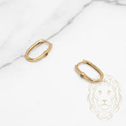 Hoops - Oval 10K Yellow Gold with Black Cz Stone 3mm X 14mm - BOG808