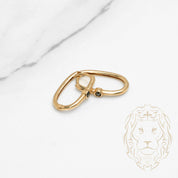 Hoops - Oval 10K Yellow Gold with Black Cz Stone 3mm X 14mm - BOG808