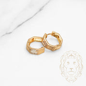 Hoops - 10K Gold two-tone yellow & white octagonal cut diamond 5mm X 12mm - BOG812