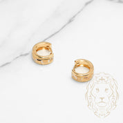 Huggies - 10K two-tone yellow & white gold diamond cut & brushed finish 5mm X 10mm - BOG814