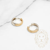 Hoops - 10K Gold two-tone yellow & white diamond cut 4mm X 11mm - BOG816