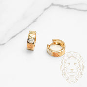 Hoops - 10K Gold tricolor yellow, white & pink diamond cut 5mm X 11mm - BOG818