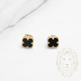 Studs - Or 10K jaune trèfle noir 9.5mm - BOG823