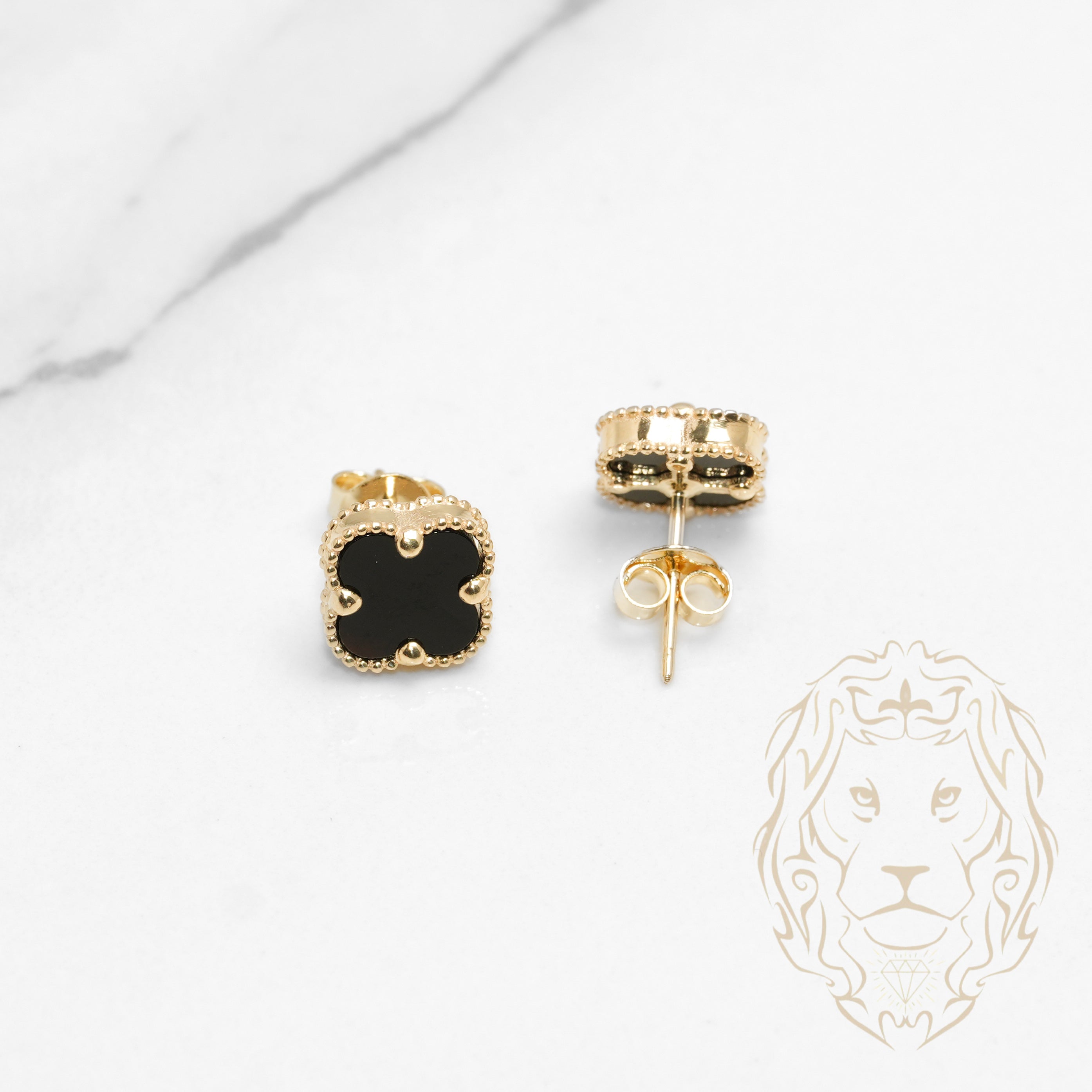 Studs - 10K Yellow Gold Black Clover - BOG823