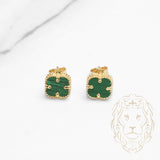 Studs - Or 10K jaune trèfle vert 9.5mm - BOG824