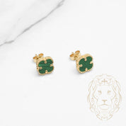 Studs - 10K Yellow Gold Green Clover - BOG824