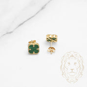 Studs - 10K Yellow Gold Green Clover - BOG824