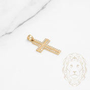 Pendant - 10K yellow gold cross with cz pavement - PEG617