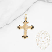 Pendentif - Or 10K jaune croix pavé de cz blanc & noir- PEG618