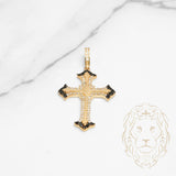 Pendentif - Or 10K jaune croix pavé de cz blanc & noir - PEG618