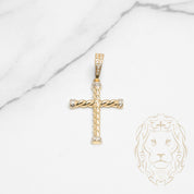 Pendant - 10K Yellow Gold Cross Twist Pave Cz - PEG619