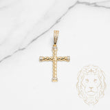 Pendentif - Or 10K jaune croix twist pavé de cz - PEG619