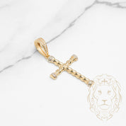 Pendant - 10K Yellow Gold Cross Twist Pave Cz - PEG619