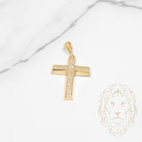 Pendentif - Or 10K jaune croix pavé de cz - PEG621
