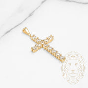 Pendant - 10K Yellow Gold Cross in Cz Stones - PEG624