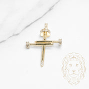 Pendant - 10K Gold two-tone yellow & white cross in studs paved with cz - PEG625