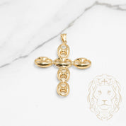 Pendant - 10K yellow gold cross links inflated anchor - PEG627