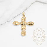 Pendentif - Or 10K jaune croix maillons ancre gonflé - PEG627