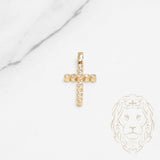 Pendentif - Or 10K jaune croix en pierres cz serties clos - PEG631