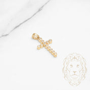 Pendant - 10K yellow gold cross in cz stones set in a closed setting - PEG631