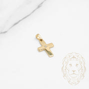 Pendant - 10K Yellow Gold Cross with Cz Stone - PEG633