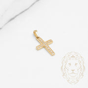 Pendant - 10K yellow gold cross with cz pavement - PEG635