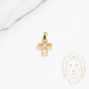 Pendant - 10K Yellow Gold Cross with Cz Stone - PEG636