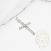 Pendant - 10K white gold cross polished - PEG640